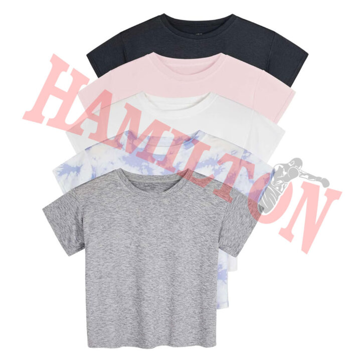 Women's Dry Fit Crop Top - Short Sleeve Crew Neck Stretch Athletic Tee