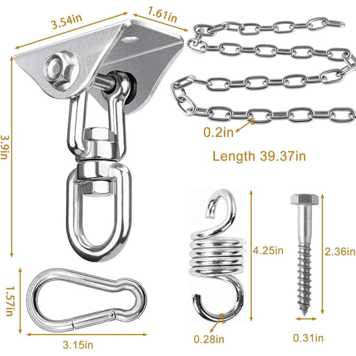 Heavy Duty Porch Swing Hanger, 360 Swivel Ceiling Hooks for Punching Bag,Gym (Screw)