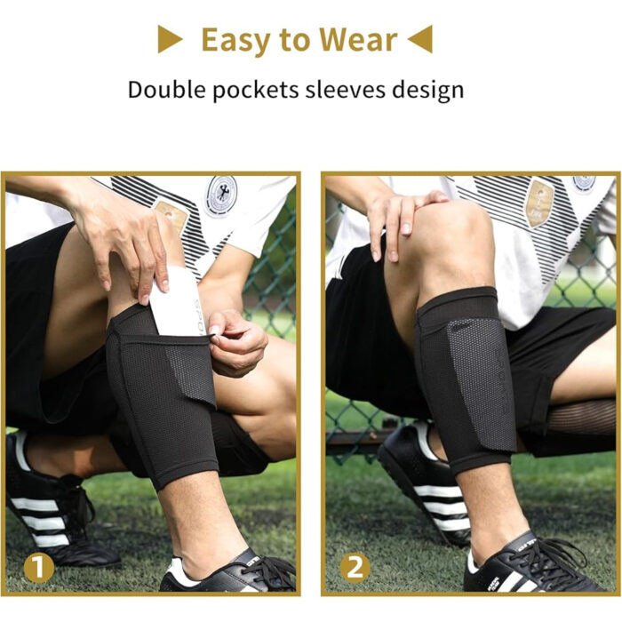 Kids Youth Soccer Shin Guards with Sleeves