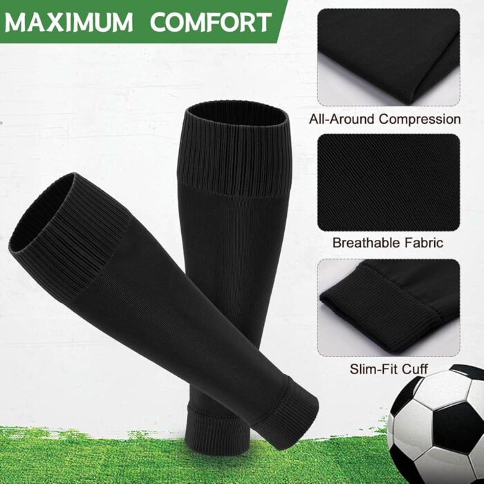 Pairs Leg Sleeves Pre-Cut Soccer Sleeves Compatible with Grip Socks Shin Guards Sleeves for Soccer Footbal