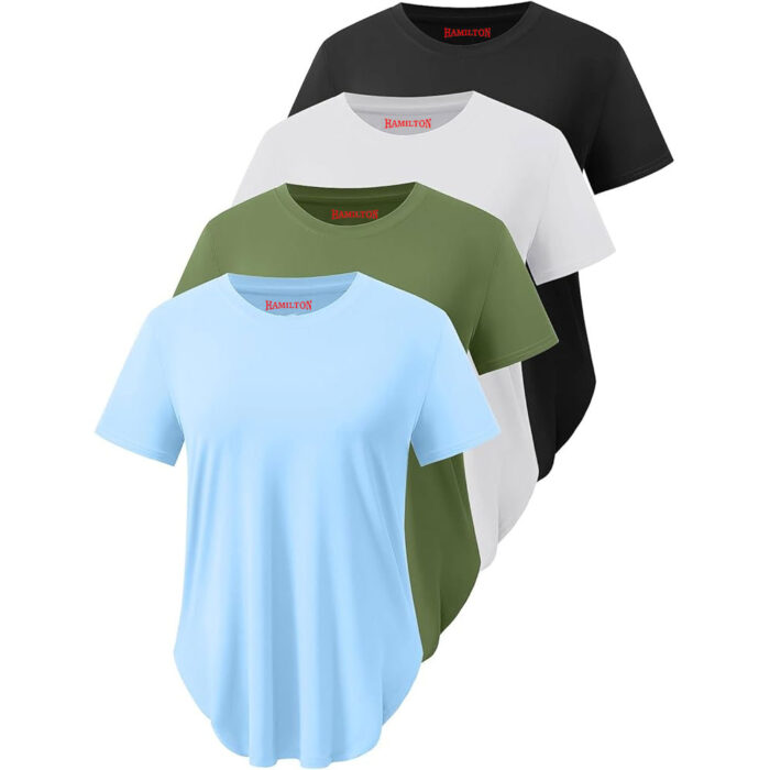 Women's Dry Fit Crop Top Yoga Short Sleeve Shirts Crew Neck Athletic Running Tee 3 Pieces
