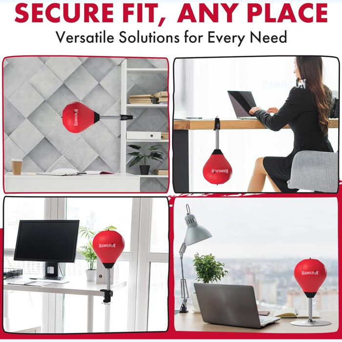 Stress Relief Desktop Punching Bag I Comes with Desk Clamp and Extra Strong Suction Cup