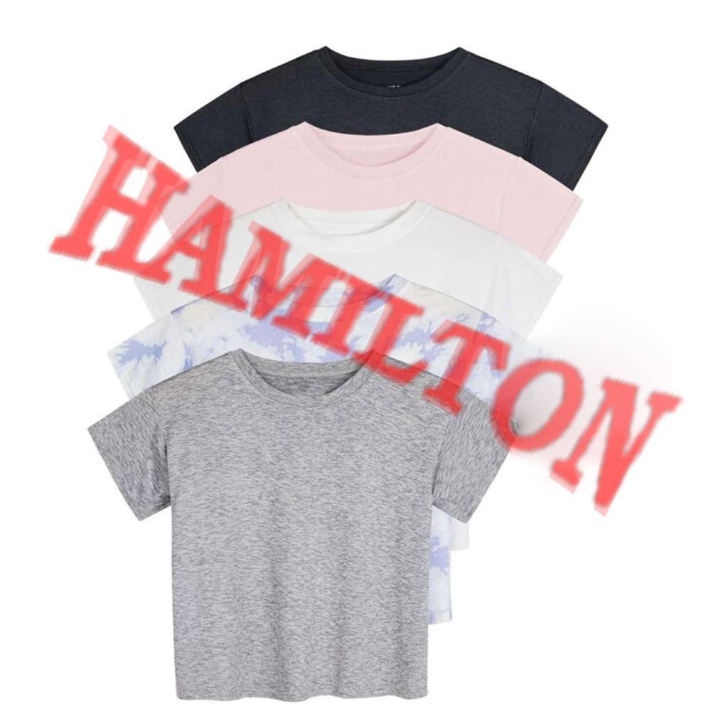 Women's Dry Fit Crop Top - Short Sleeve Crew Neck Stretch Athletic Tee