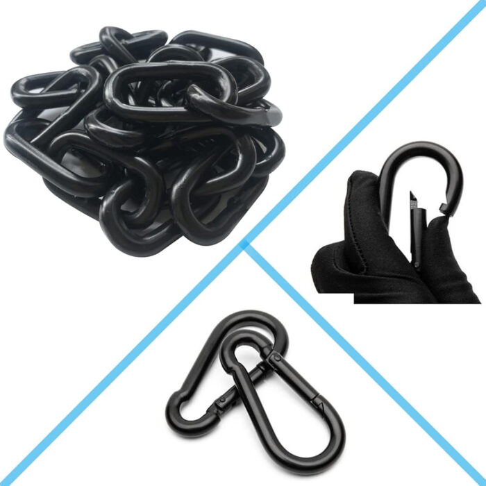 2Pcs 23 Inch Black Heavy Duty Hanging Chains with 4 Carabiners