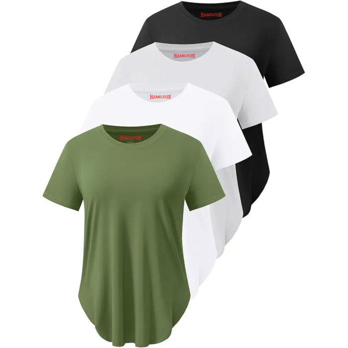 Women's Dry Fit Crop Top Yoga Short Sleeve Shirts Crew Neck Athletic Running Tee 3 Pieces