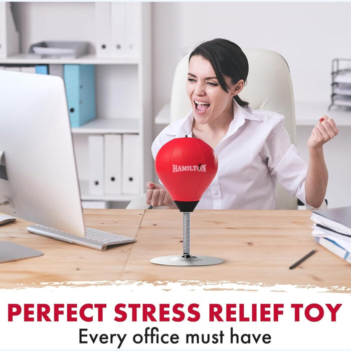 Stress Relief Desktop Punching Bag I Comes with Desk Clamp and Extra Strong Suction Cup