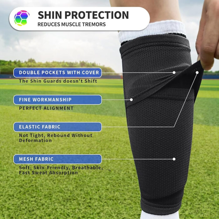 Kids Youth Soccer Shin Guards with Sleeves