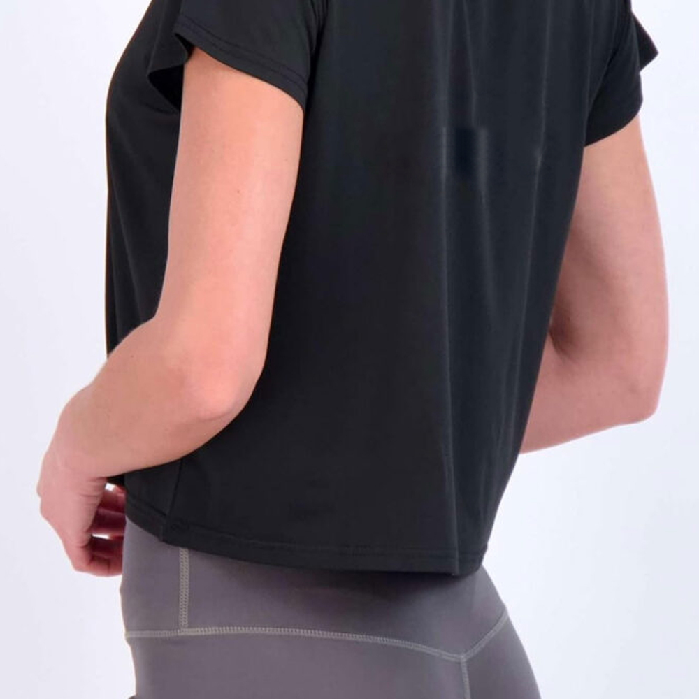 Women's Dry Fit Crop Top - Short Sleeve Crew Neck Stretch Athletic Tee