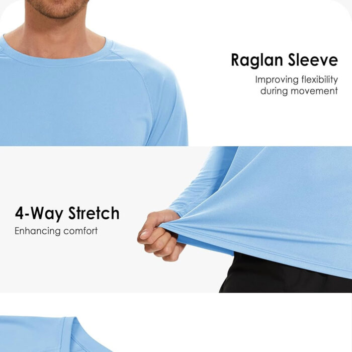 Men's Sun Protection Shirts UPF 50+Men's UPF 50+ Sun Protection UV SPF Shirts Long Sleeve Lightweight UV Long Sleeve Rash Guard Shirts