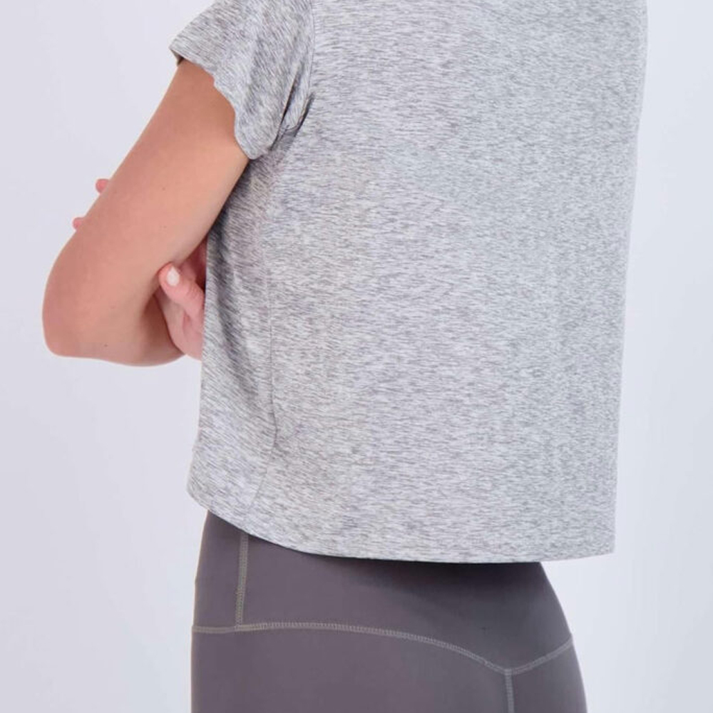 Women's Dry Fit Crop Top - Short Sleeve Crew Neck Stretch Athletic Tee