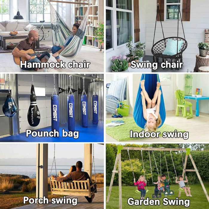 Heavy Duty Porch Swing Hanger, 360 Swivel Ceiling Hooks for Punching Bag,Gym (Screw)