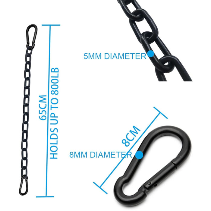 2Pcs 23 Inch Black Heavy Duty Hanging Chains with 4 Carabiners