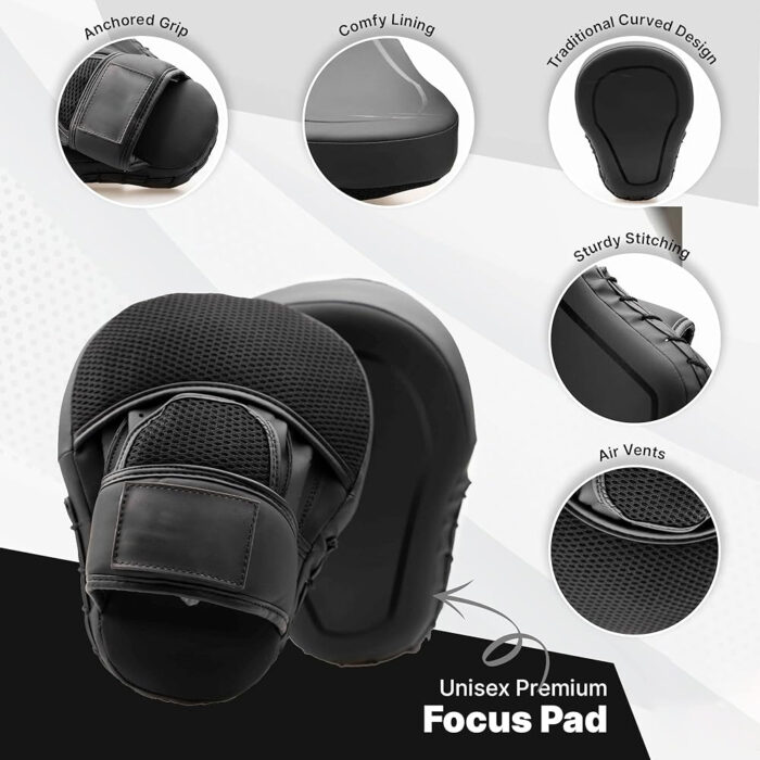Boxing Gloves Training Set for Kickboxing and Muay Thai MMA Training - Boxing Kit for Adults with Punching Pads for Martial Arts and Karate