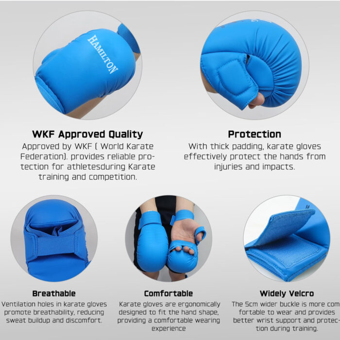 Wesing WKF Sparring Karate Gloves with Thumb Protection Blue Red
